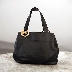 Michael Kors Fulton Black Hobo Shoulder Bag – Soft Leather, MK Circle Hardware